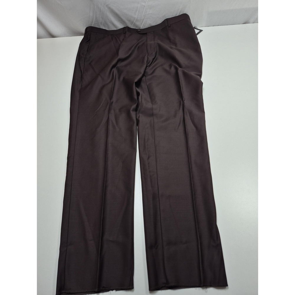 Galante Uomo Dress Pants Mens 50x36 Brown Wool Pleated Unhemmed Italy NWT